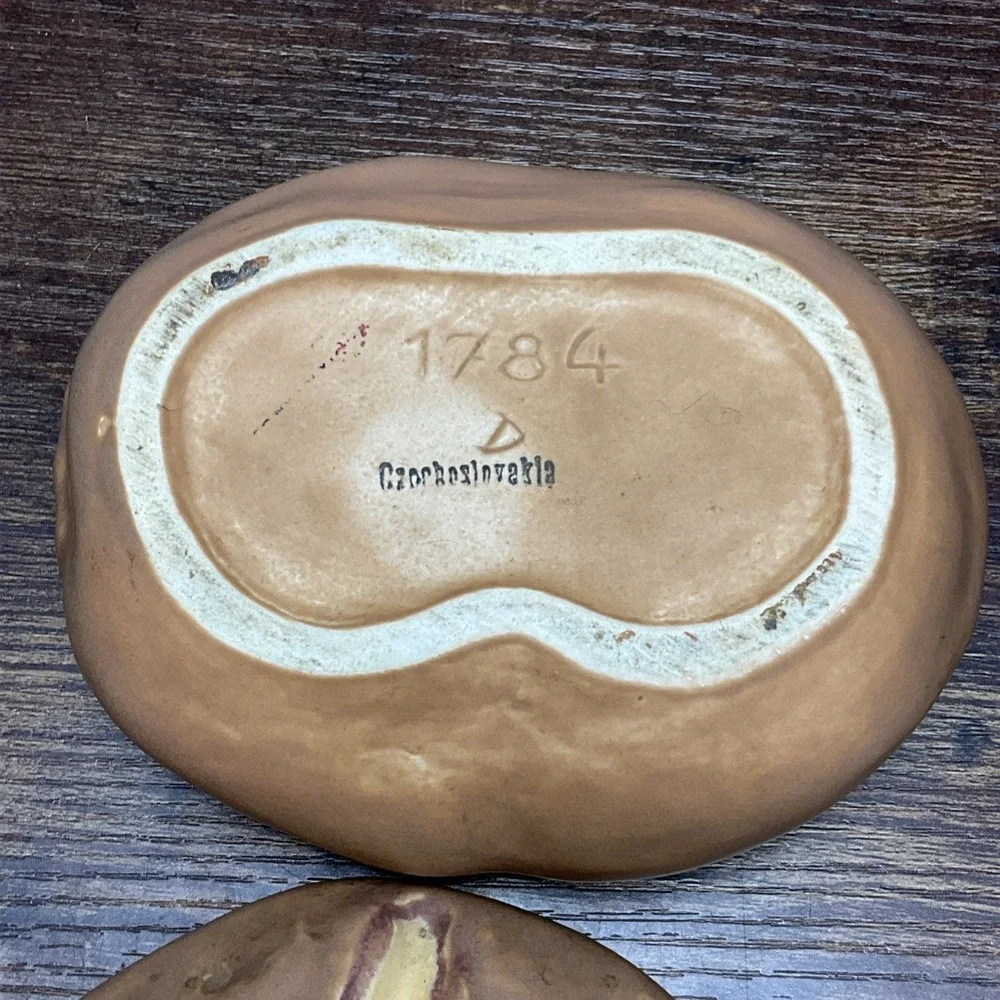 Vintage Ceramic Potato Shaped Serving Bowl W Pat Of Butter On Lid Czechoslovakia